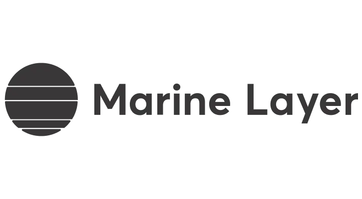 Marine Layer logo with a striped circle design next to the text "Marine Layer".