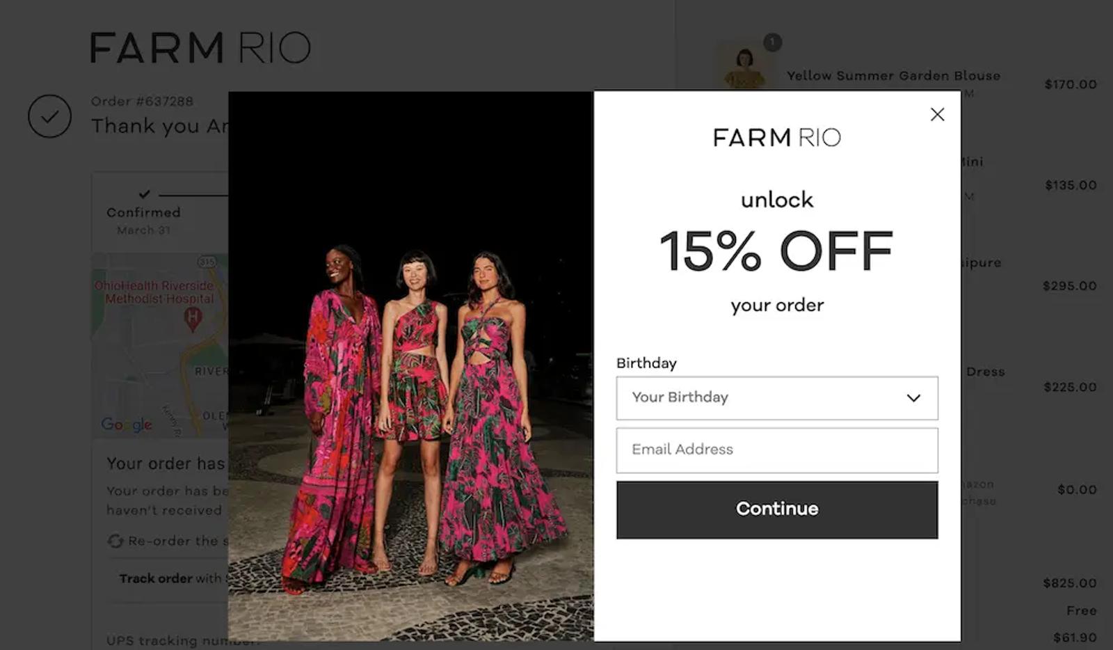 Image shows the screen FARM Rio takes you to after clicking on “track your package”