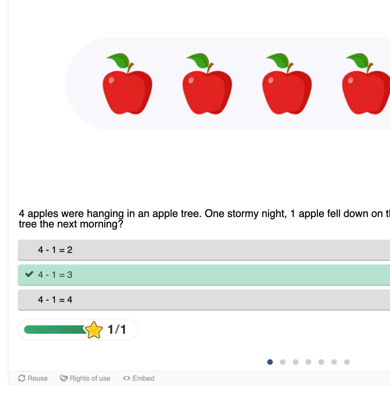 Subtraction word problems within 10 