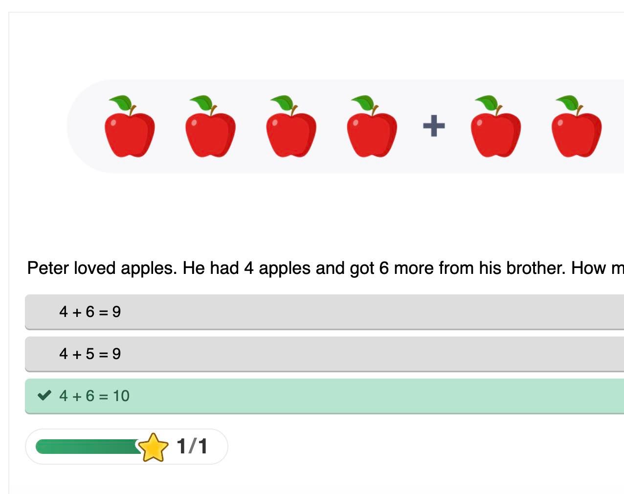 Addition word problems within 10