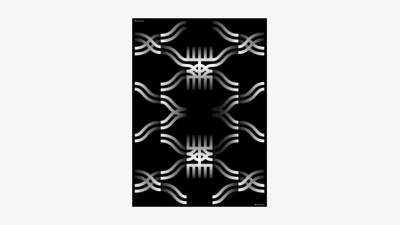 Neue Wurzel identity design – brand poster with interlocking silver ribbon pattern