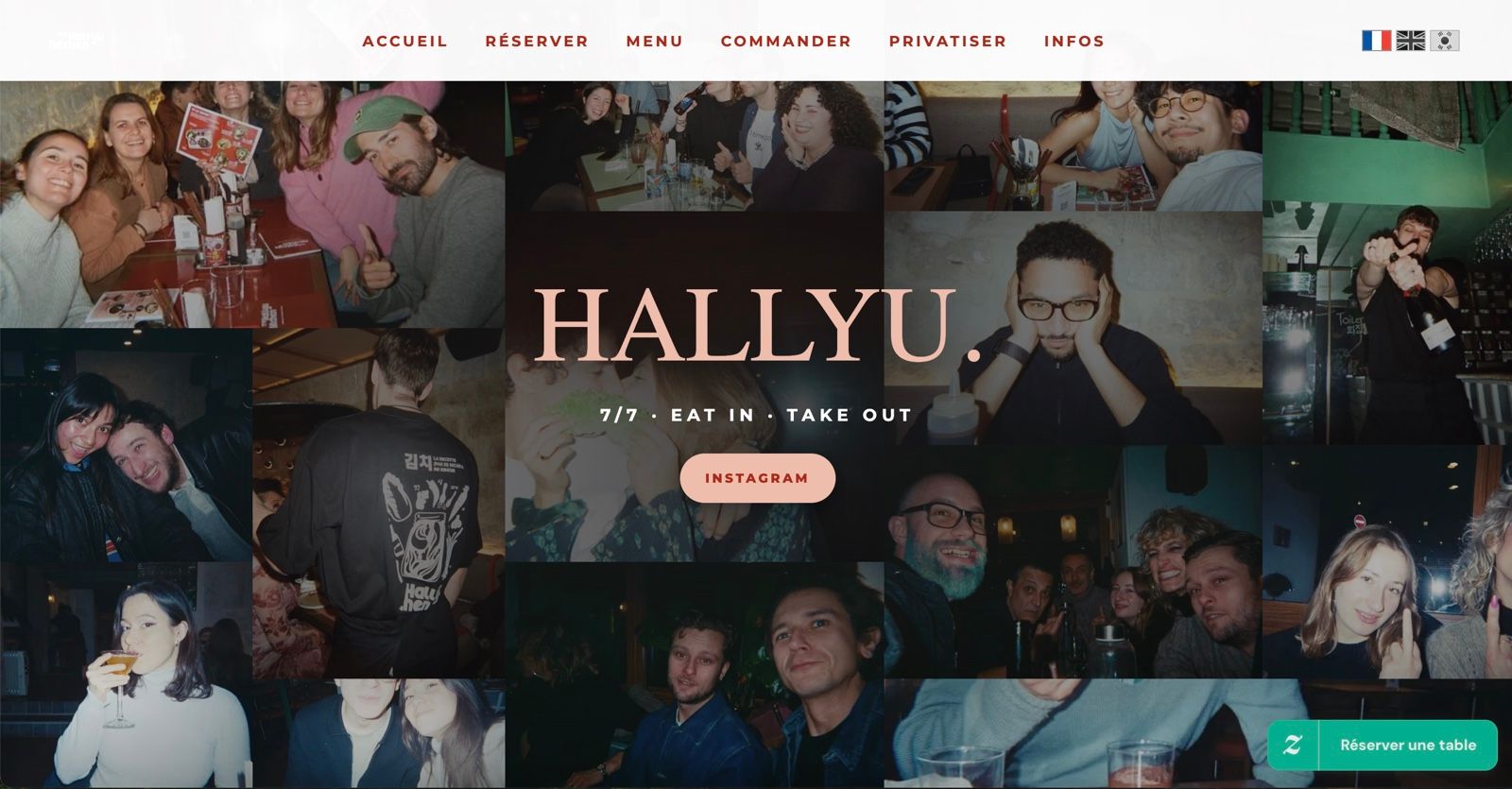 Hallyu Kitchen — meilleur restaurant coréen et asiatique Paris 9 : barbecue, burger, fried chicken (mosaïque de photos clients dans le restaurant, 7/7 · EAT IN · TAKE OUT)
