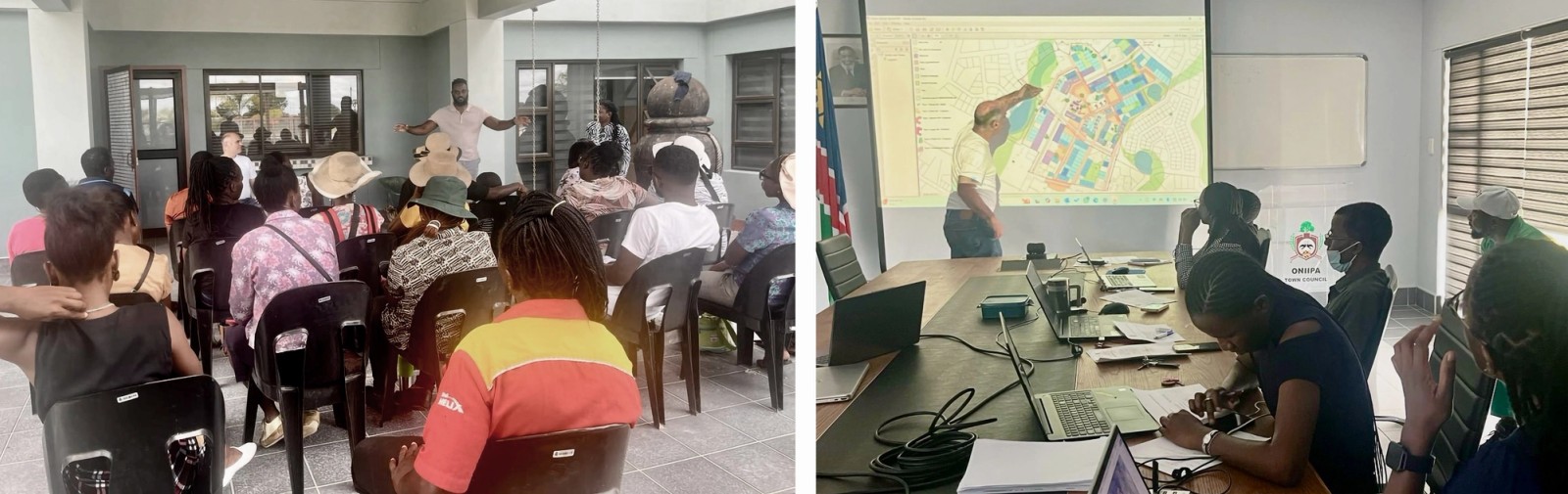 Public engagement and participatory workshops at the Town Council and with future residents in Oniipa.