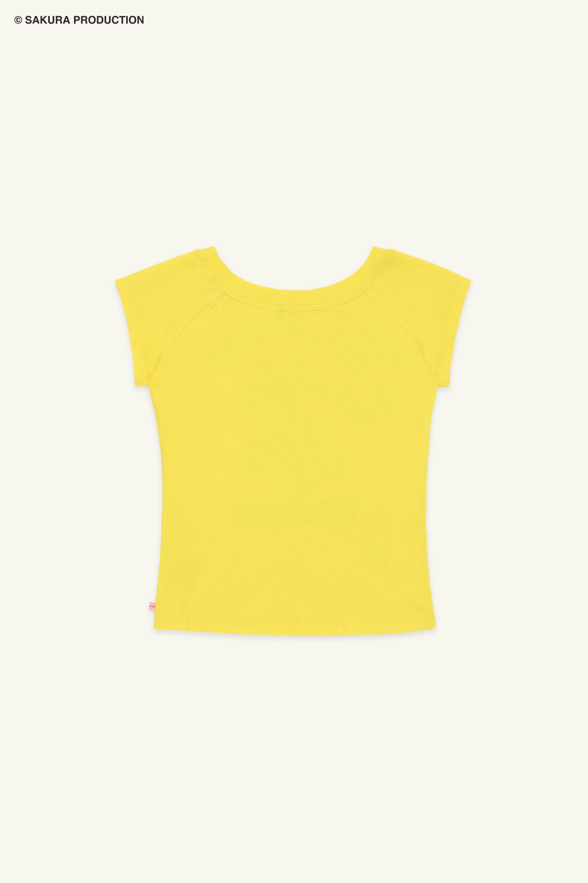 Flat image Chibi Maruko Chan Raglan top in Yellow from behind.