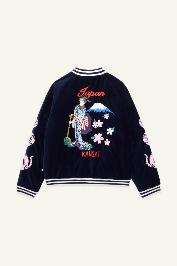 Back view of Navy Sukajan Jacket.