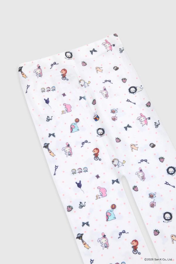 Flat image of Printed tights with beloved characters and trinkets of Sentimental Circus scattered with polka dots into a sweet ditsy print. Pair it with our Sentimental Circus Bralette! The perfect layering piece for the colder months.