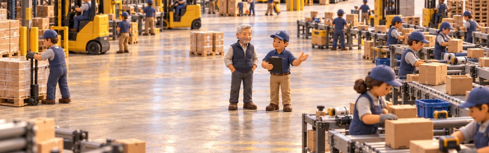 A clay model of a public warehousing company in Indiana, with the owner looking over the operation.