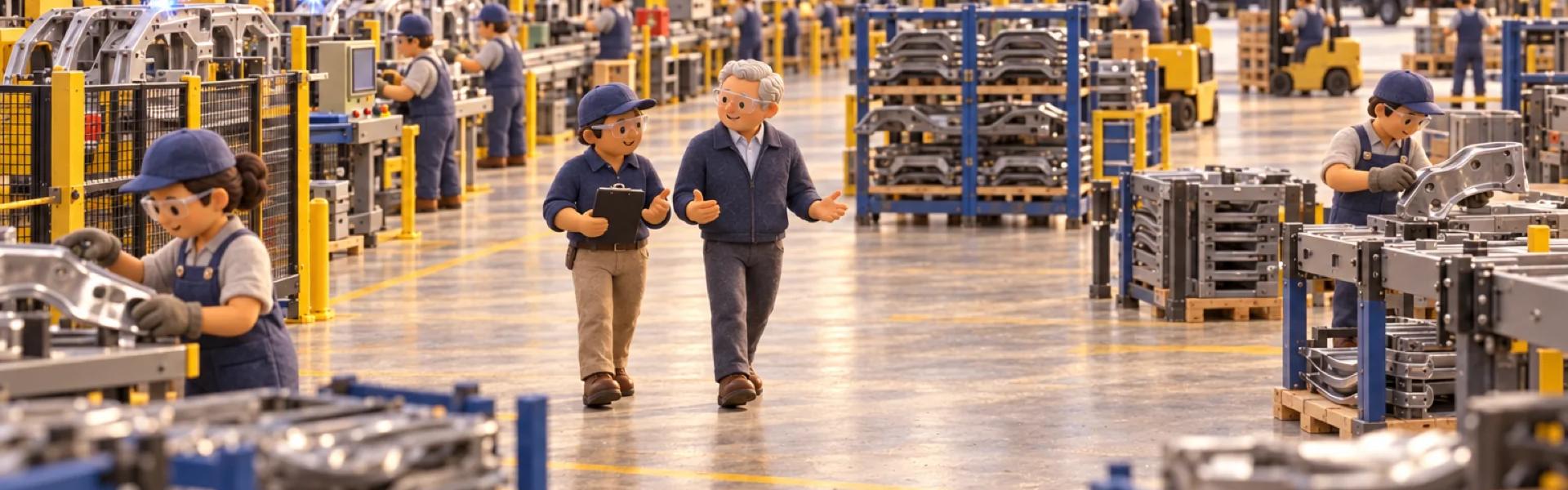A clay model of an auto parts manufacturing plant in Michigan, with the owner looking over the operation.