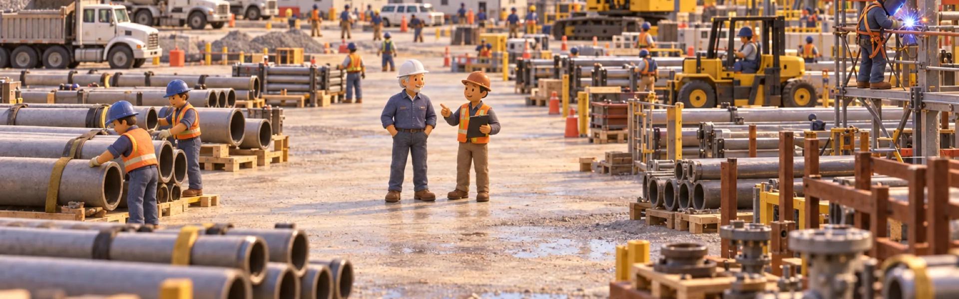 A clay model of a heavy industrial construction site in Louisiana, with the owner looking over the operation.