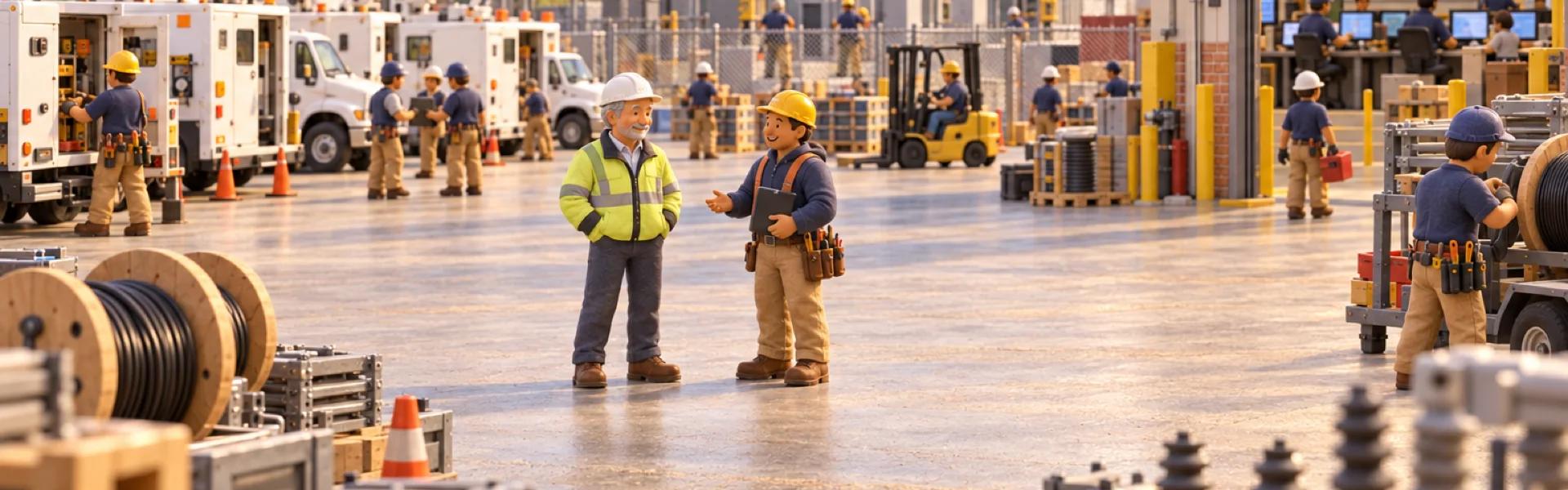 A clay model of an electrical utility's service center in Pennsylvania, with the owner looking over the operation.