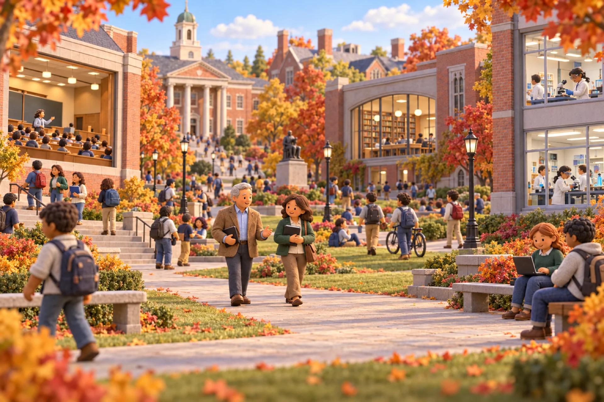 A clay model of a private college campus in New England, with the owner looking over the operation.
