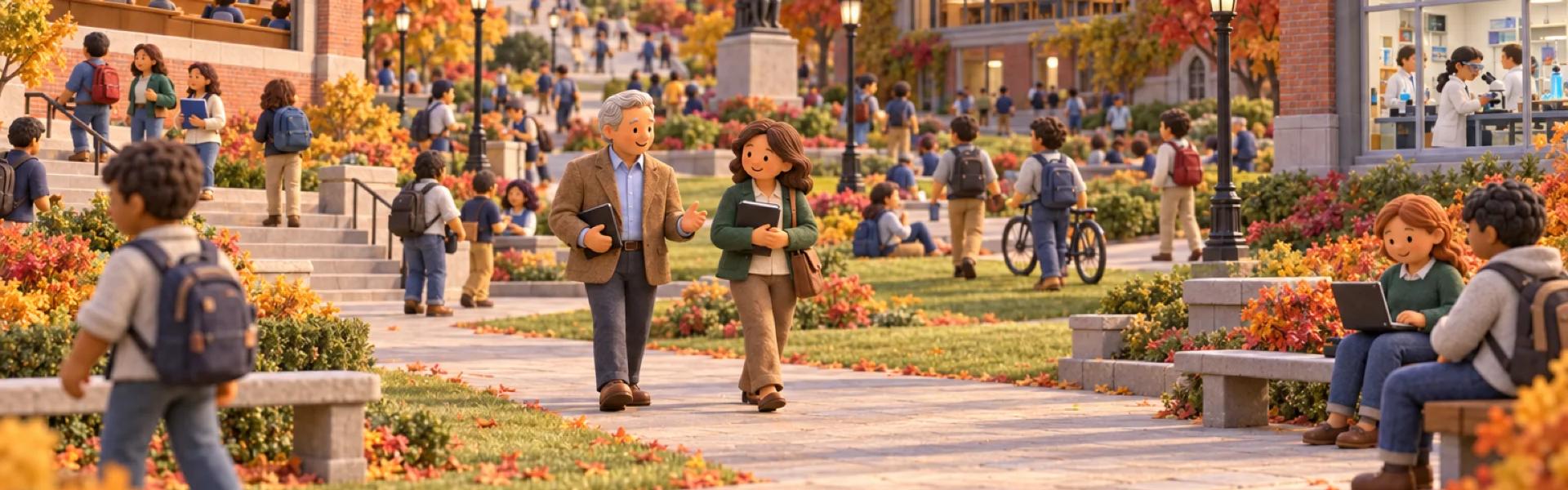 A clay model of a private college campus in New England, with the owner looking over the operation.
