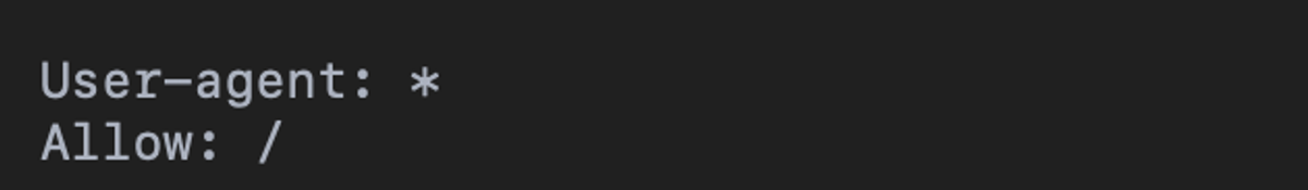 A universal “Allow All” robots.txt example that grants unrestricted access to all crawlers, ensuring full visibility in AI and traditional search..