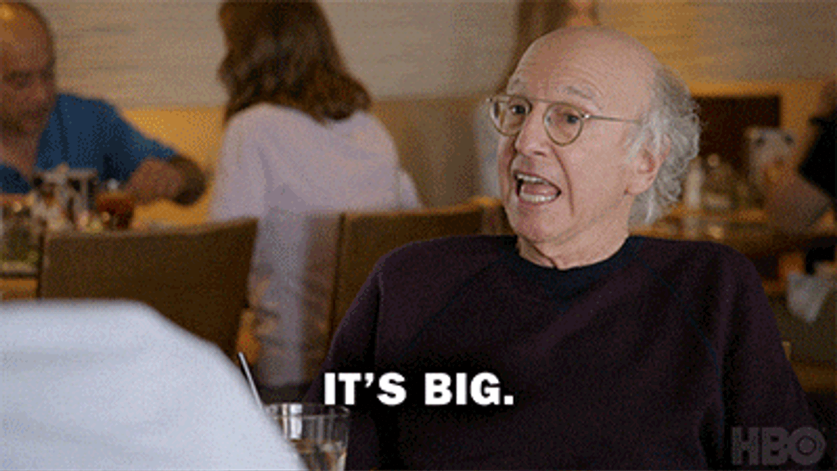 Gif about Larry David saying BIG