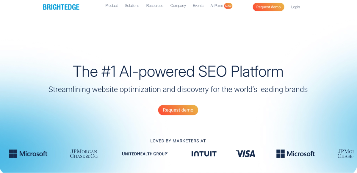 Screenshot from Brightedges webpage