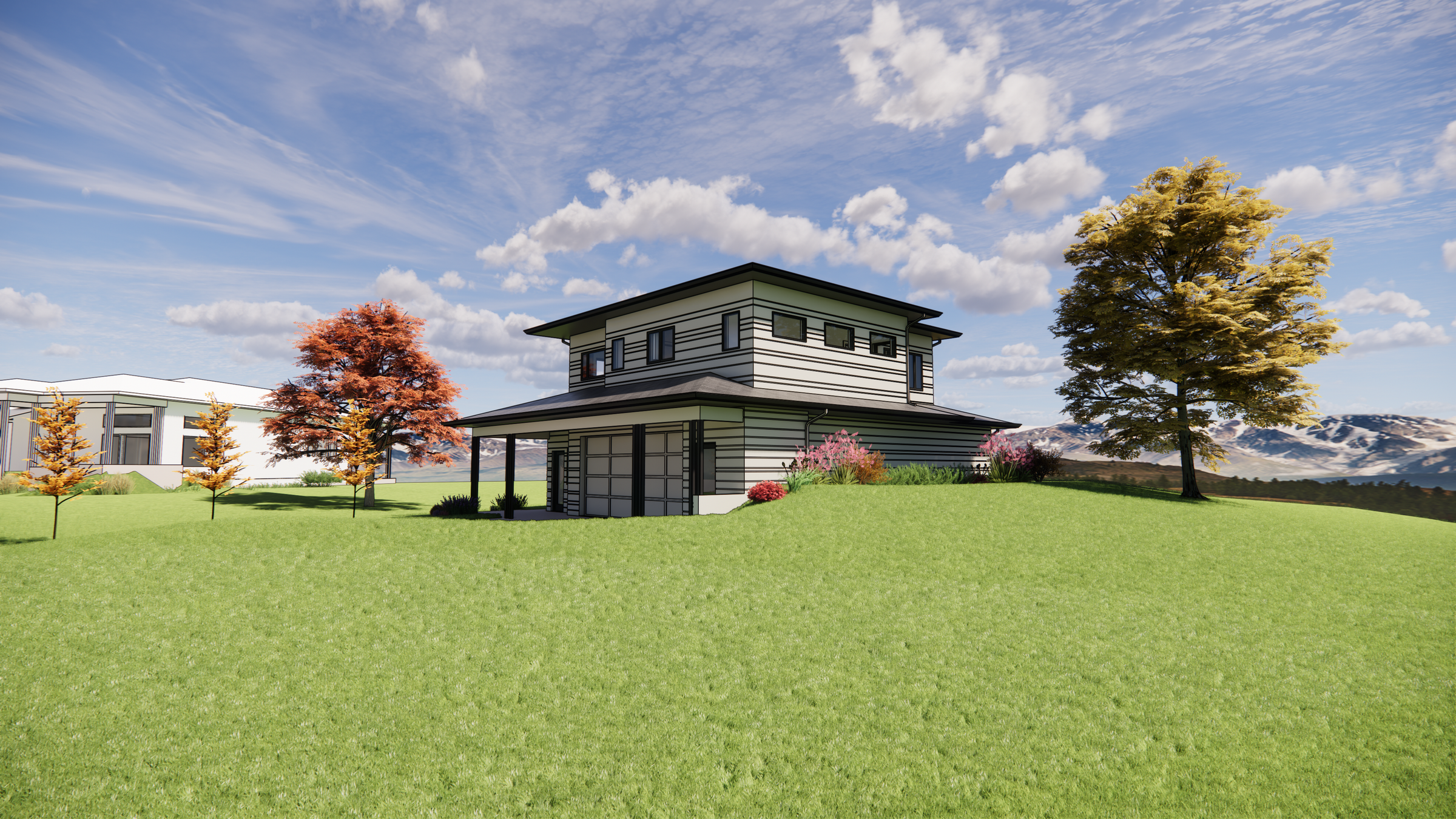 3D exterior rendering of a contemporary Colorado ADU 3D exterior rendering of a contemporary Colorado ADU