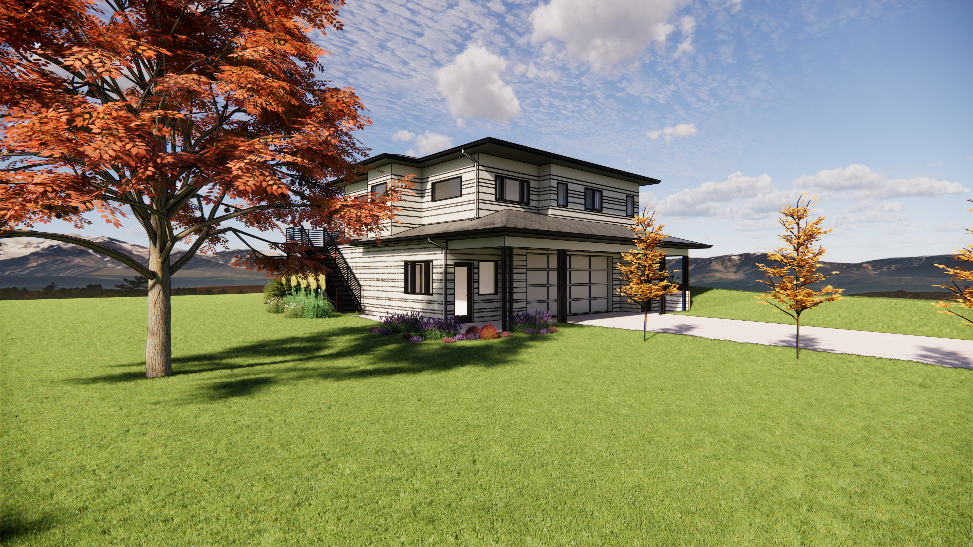 3D Exterior Rendering of a contemporary Colorado ADU