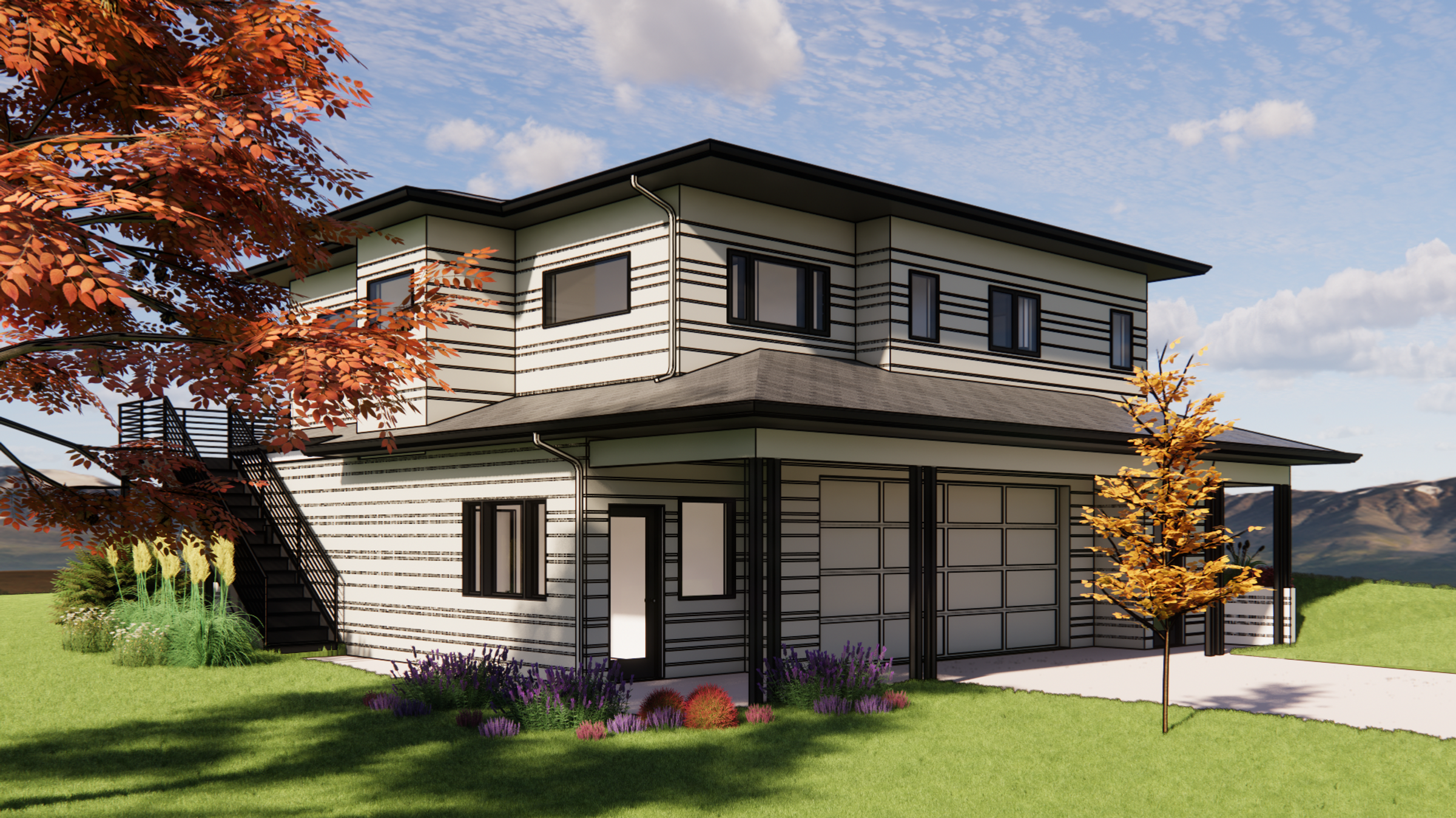 3D Exterior Rendering of a contemporary Colorado ADU