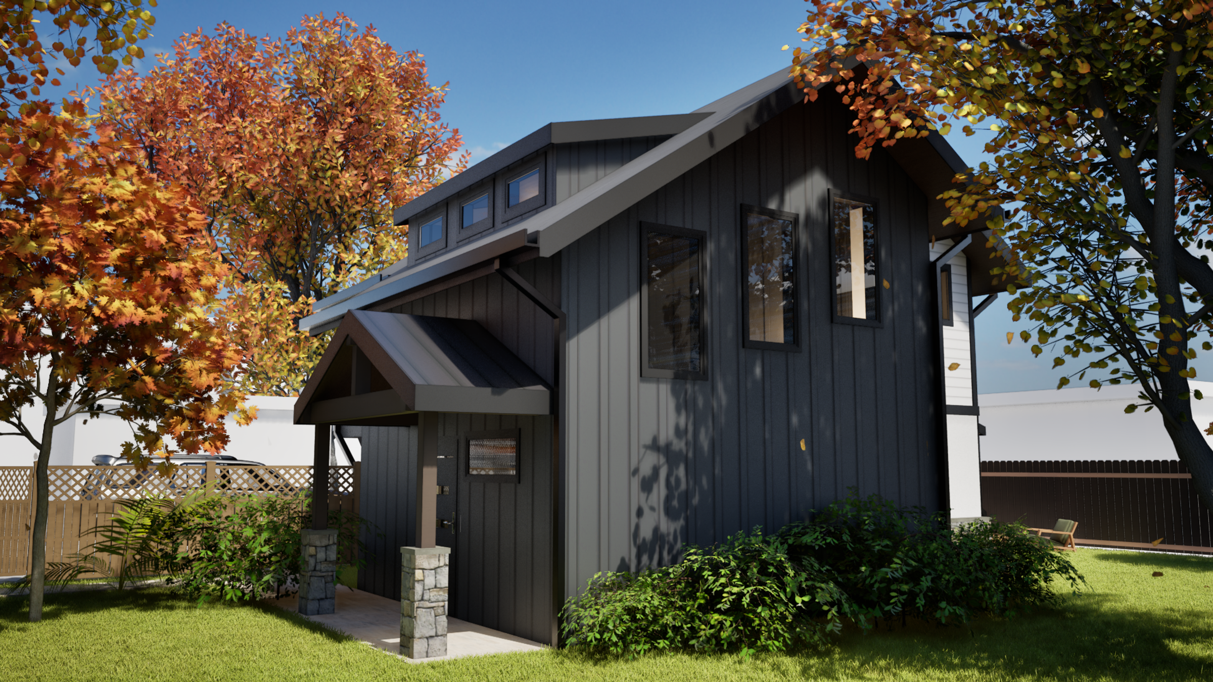 3D Exterior Rendering of a contemporary Colorado ADU