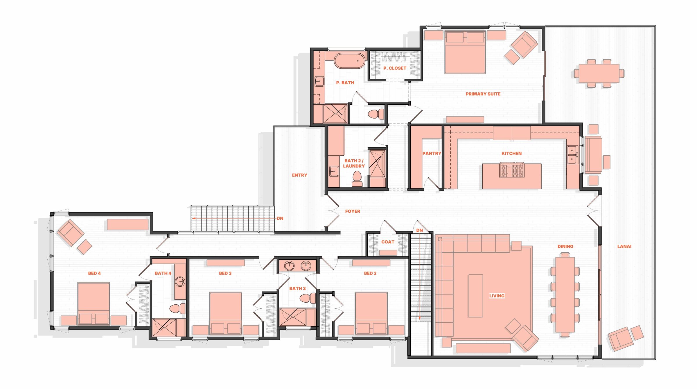 Floor plan of a modern hawaiian house Floor plan of a modern hawaiian house