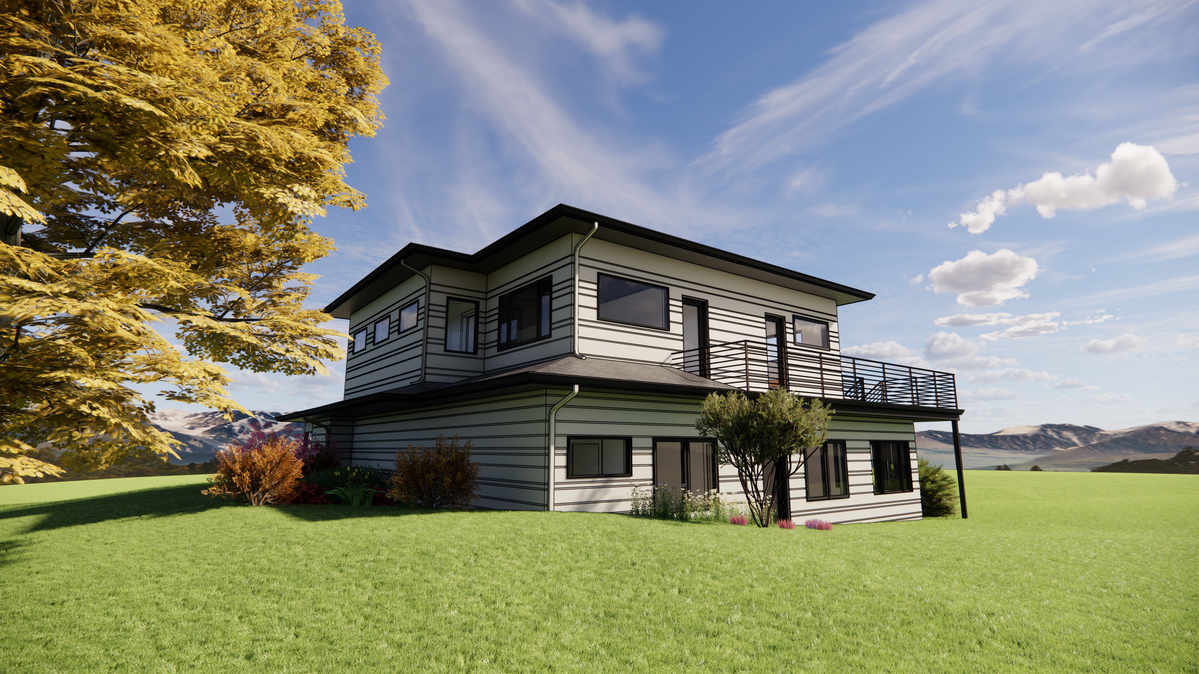 3D exterior rendering of a contemporary Colorado ADU