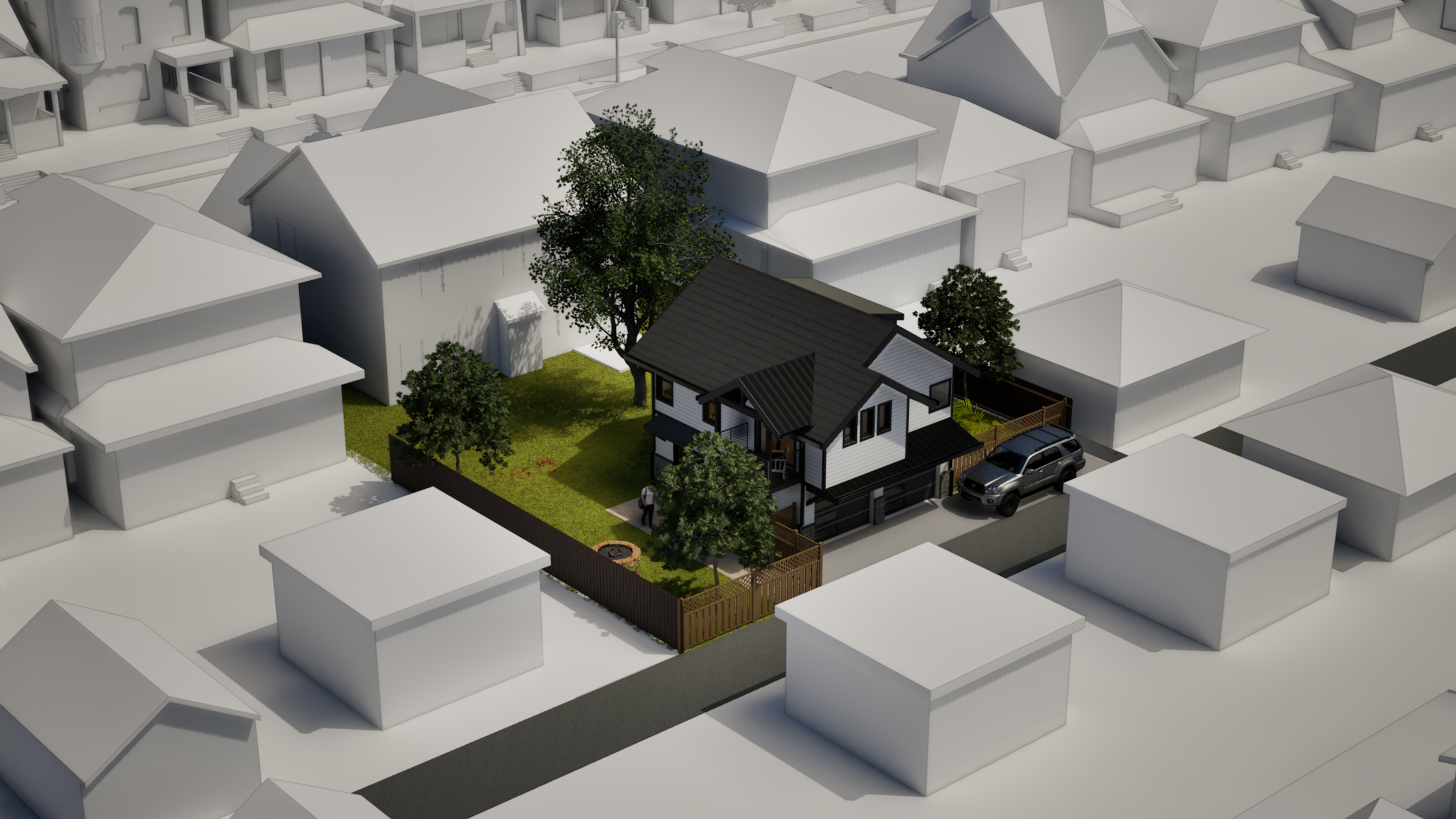 3D Exterior Rendering of a contemporary Colorado ADU