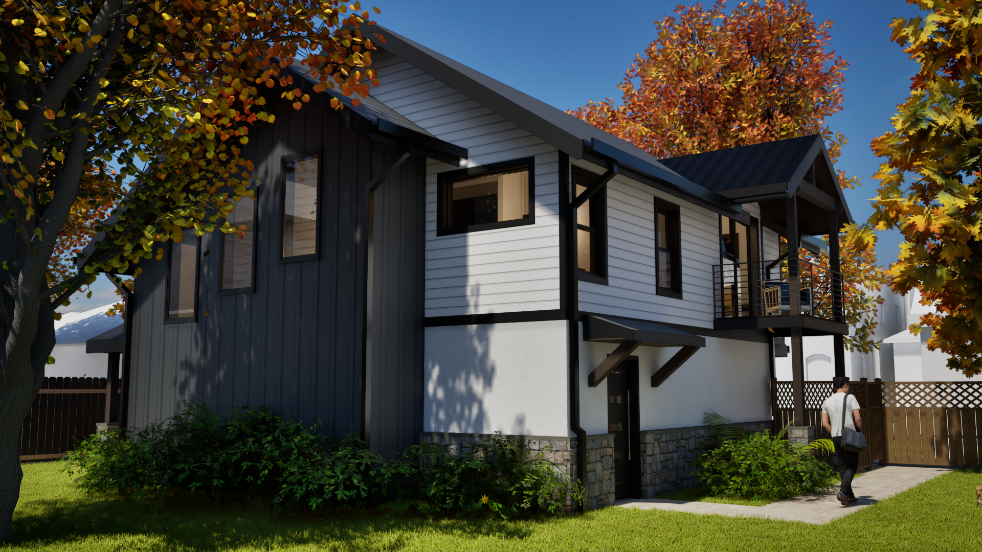 3D Exterior Rendering of a contemporary Colorado ADU