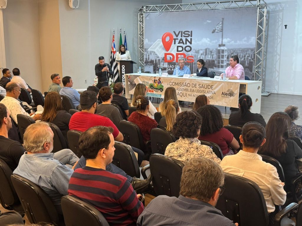 Deputada Bruna Furlan discursa em audiência sobre saúde em Araçatuba.