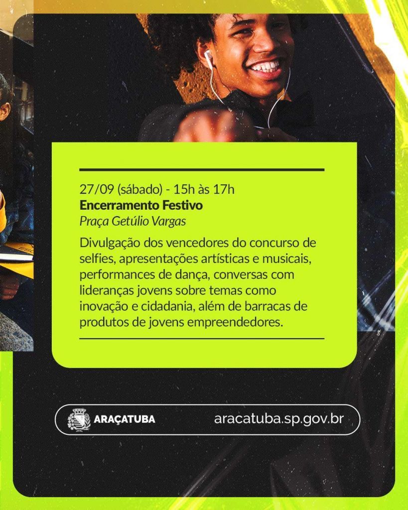 Jovens participam de feira universitária na Semana da Juventude em Araçatuba.