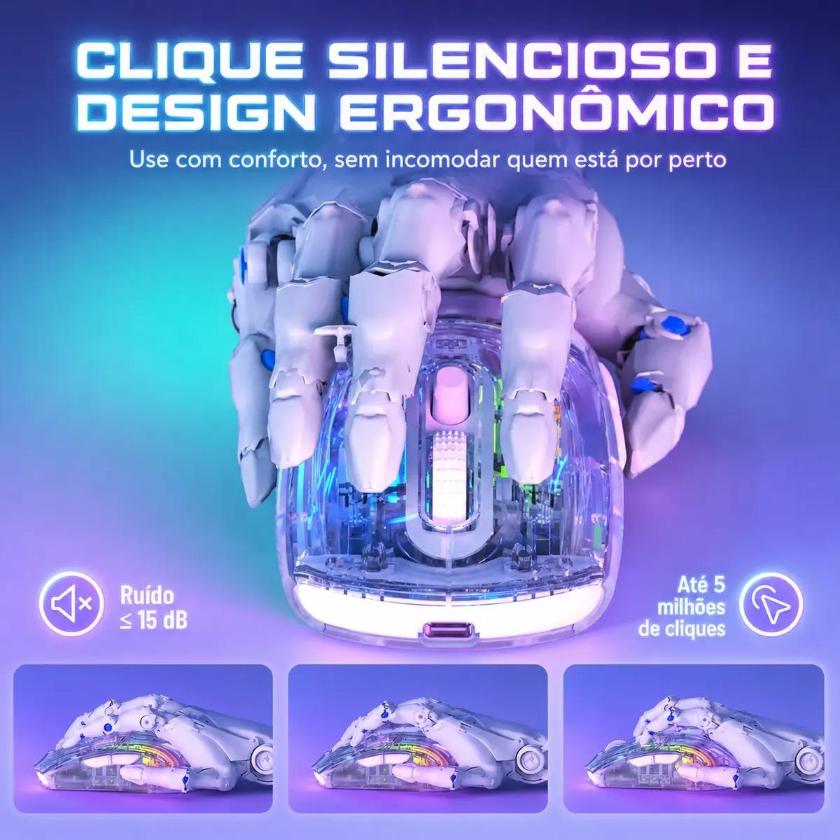Transforme Seu Setup com o Mouse Gamer Sem Fio Attack Shark X2 Pro RGB - Detalhe 5