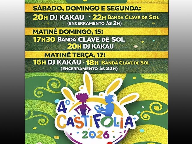 Programação do 4º Castifolia 2026 em Castilho está confirmada com shows, matinês e ações solidárias