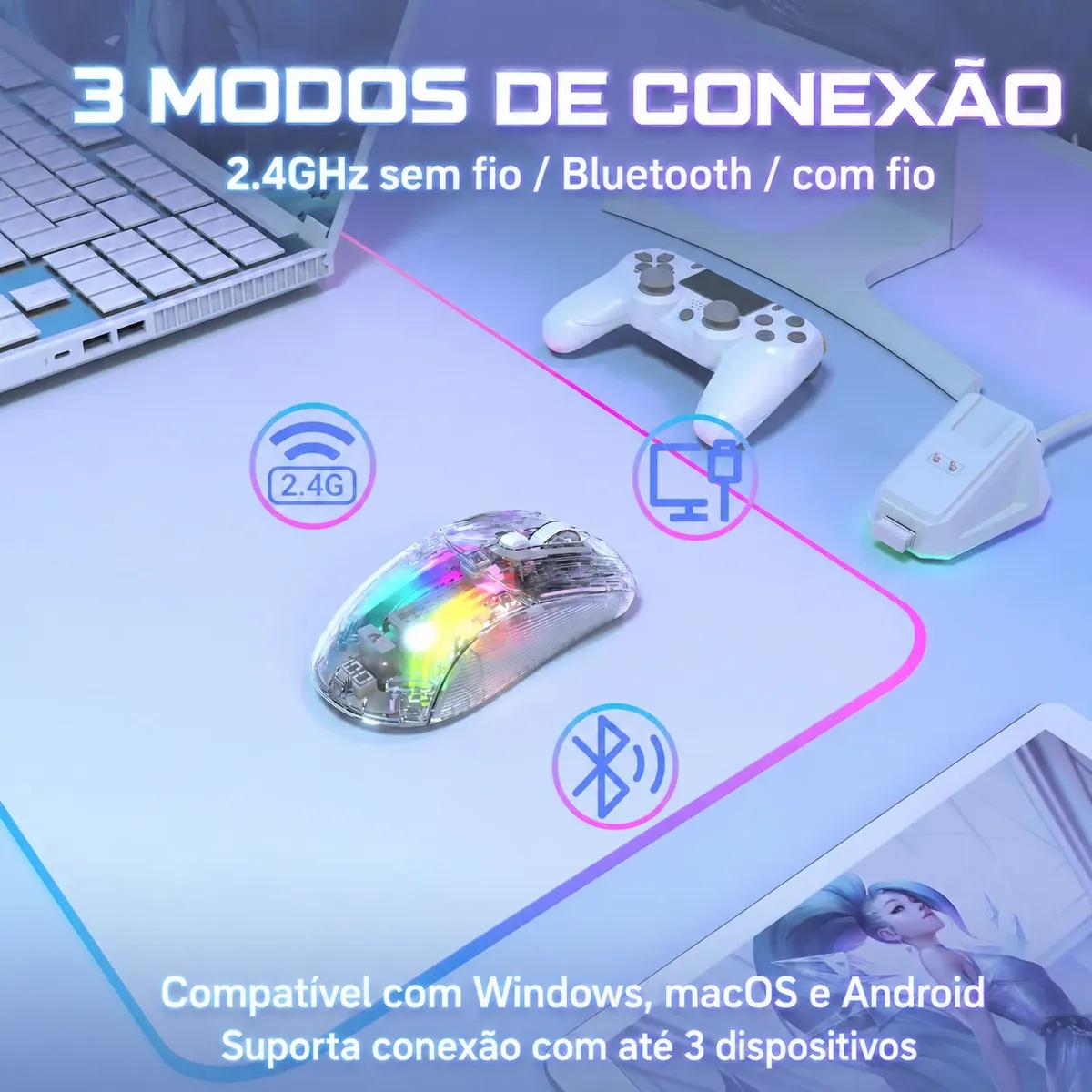 Transforme Seu Setup com o Mouse Gamer Sem Fio Attack Shark X2 Pro RGB - Detalhe 3