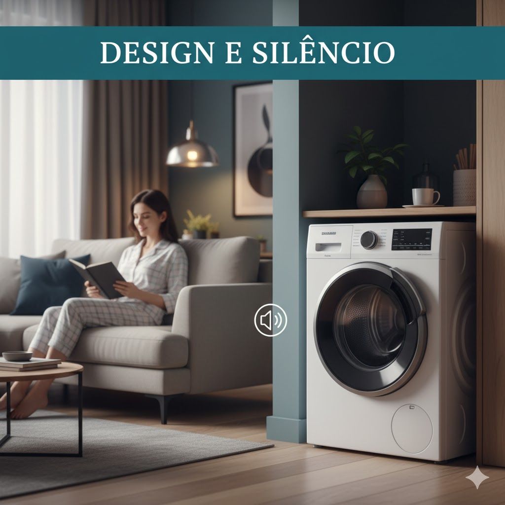 Imagem de Muitos modelos de lava e seca possuem um design elegante e sofisticado, que se integra bem a diferentes estilos de lavanderia Muitos modelos de lava e seca possuem um design elegante e sofisticado, que se integra bem a diferentes estilos de lavanderia