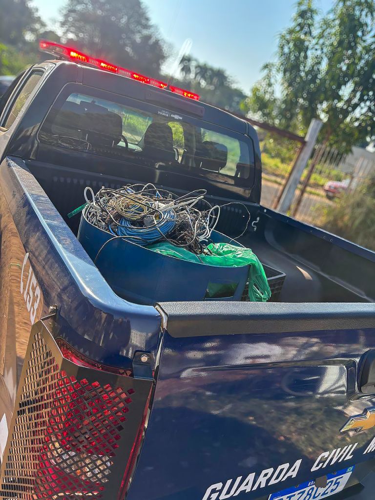 Fios de cobre apreendidos em operação da Guarda Civil em Araçatuba.
