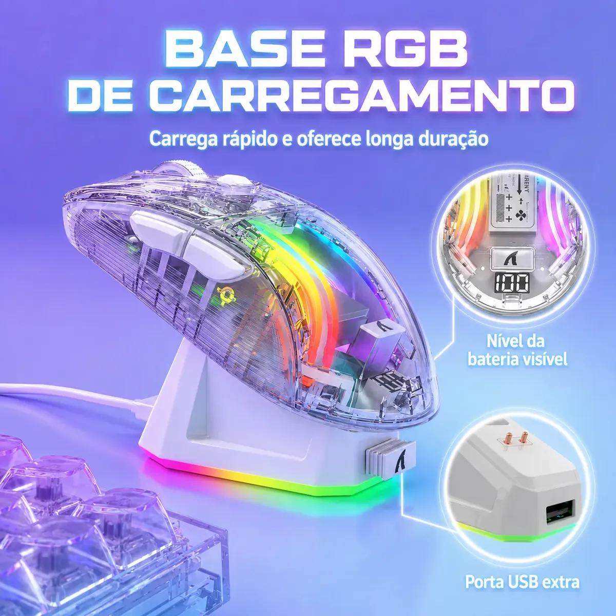 Transforme Seu Setup com o Mouse Gamer Sem Fio Attack Shark X2 Pro RGB - Detalhe 4