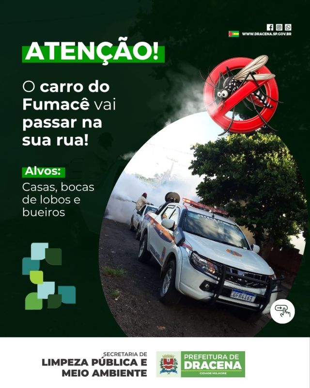 Prefeitura de Dracena inicia fumacê em todos os bairros para combater mosquitos até 20 de maio