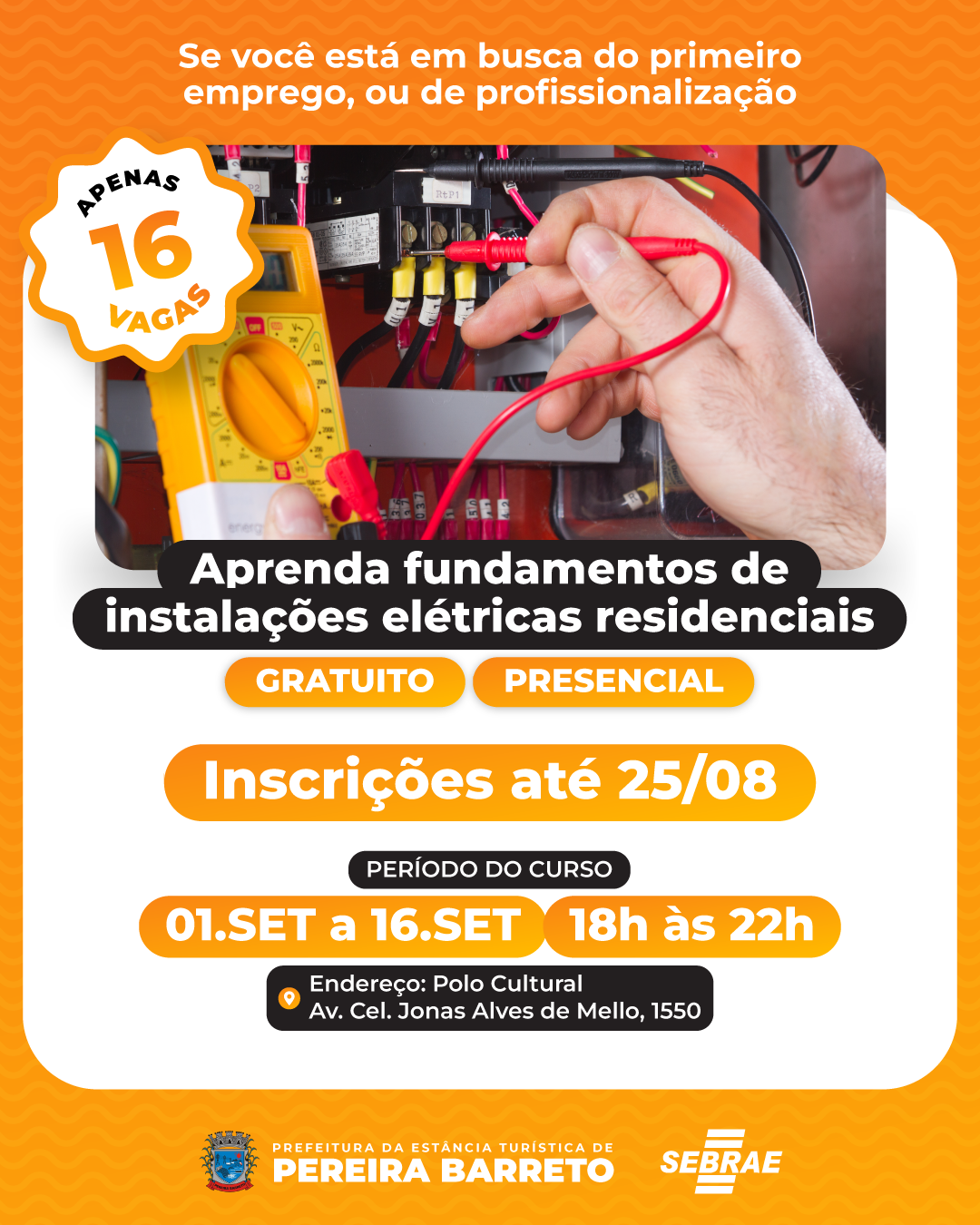 Curso Gratuito de Instalações Elétricas em Pereira Barreto