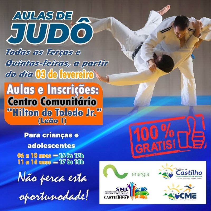 Prefeitura de Castilho inicia aulas gratuitas de Judô para crianças e adolescentes em parceria com Comerc Energia