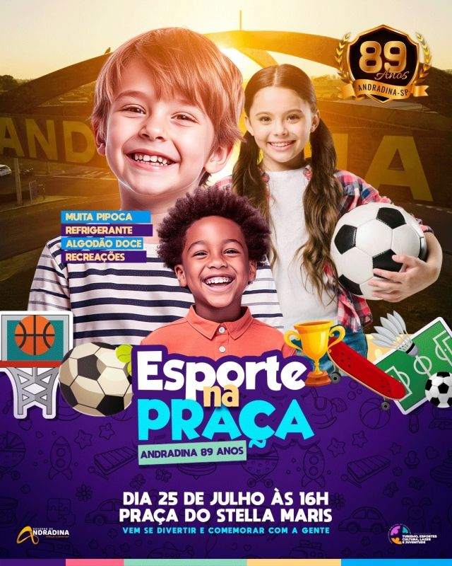 Esporte na Praça celebra 89 anos de Andradina com eventos esportivos e recreativos neste sábado