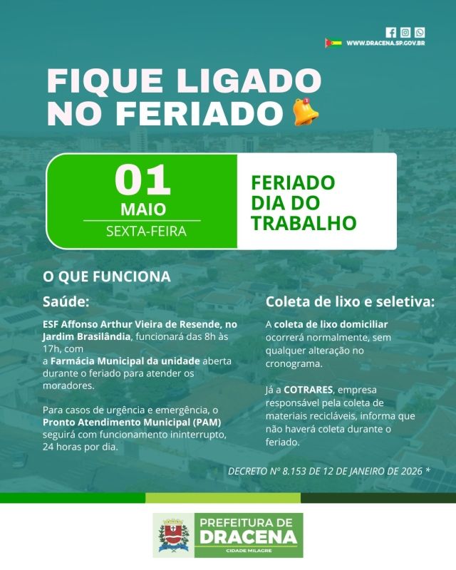 Atendimento Especial na Saúde de Dracena em Comemoração ao Dia do Trabalho