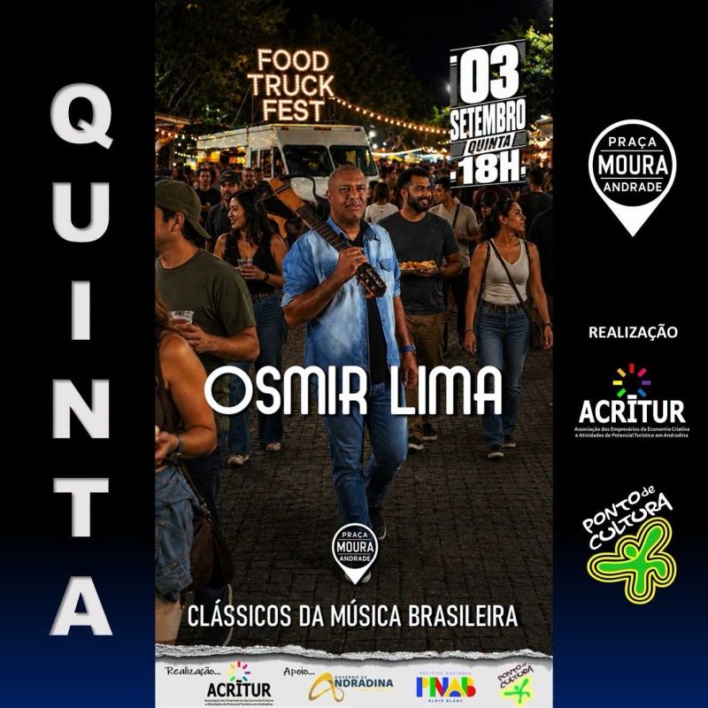 Food Truck Fest em Andradina oferece música ao vivo e gastronomia toda quinta-feira de setembro