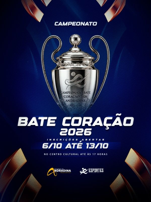 Inscrições abertas para o Campeonato Bate Coração 2026 até 13 de outubro