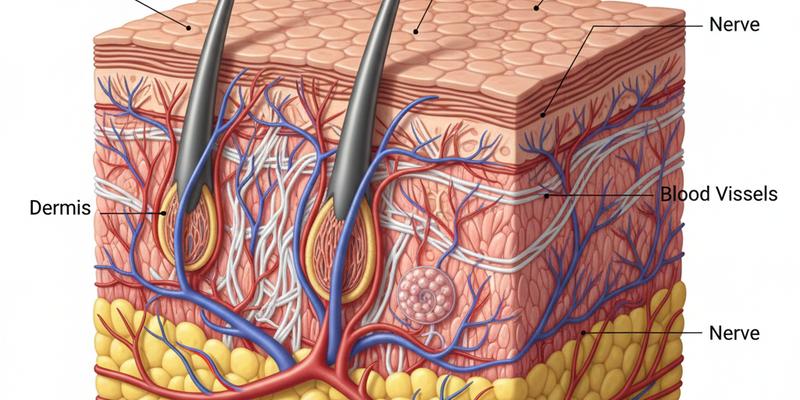 Imagem de Estrutura da pele: A barreira protetora do corpo humano. Estrutura da pele: A barreira protetora do corpo humano.