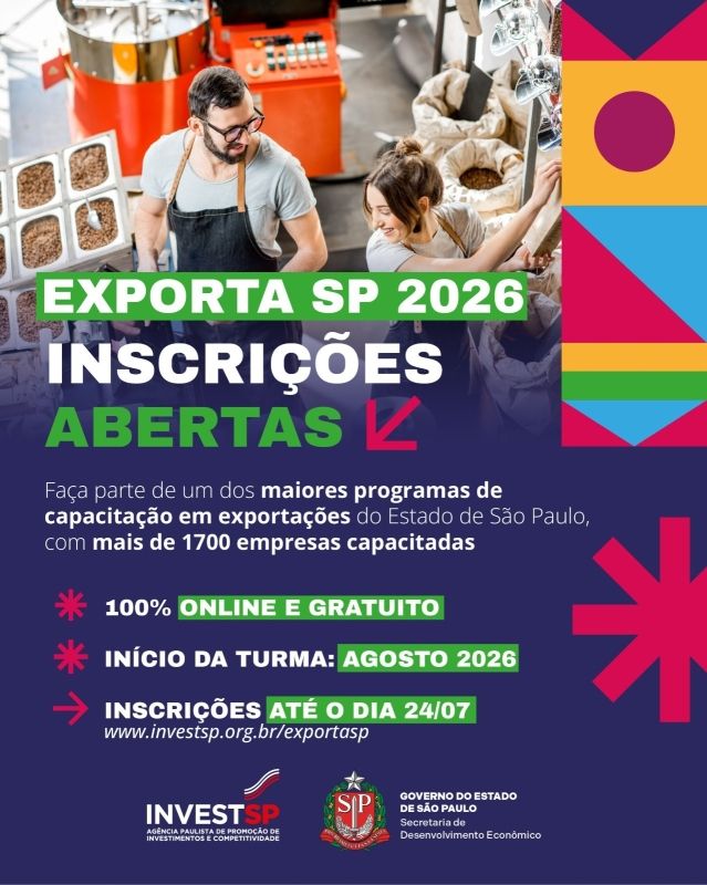 Empreendedores paulistas têm até 24 de julho para se inscrever na segunda turma do programa Exporta SP 2026