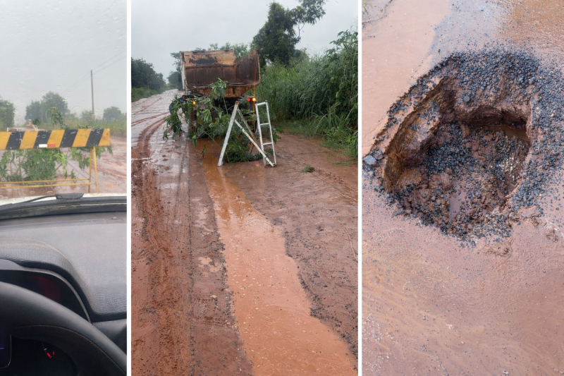Forte chuva provoca dano na Estrada da Graça em Castilho e prefeitura realiza interdição parcial