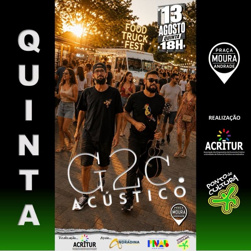 Praça Moura Andrade promove programação cultural e gastronômica com Food Truck Fest e shows semanais em Andradina