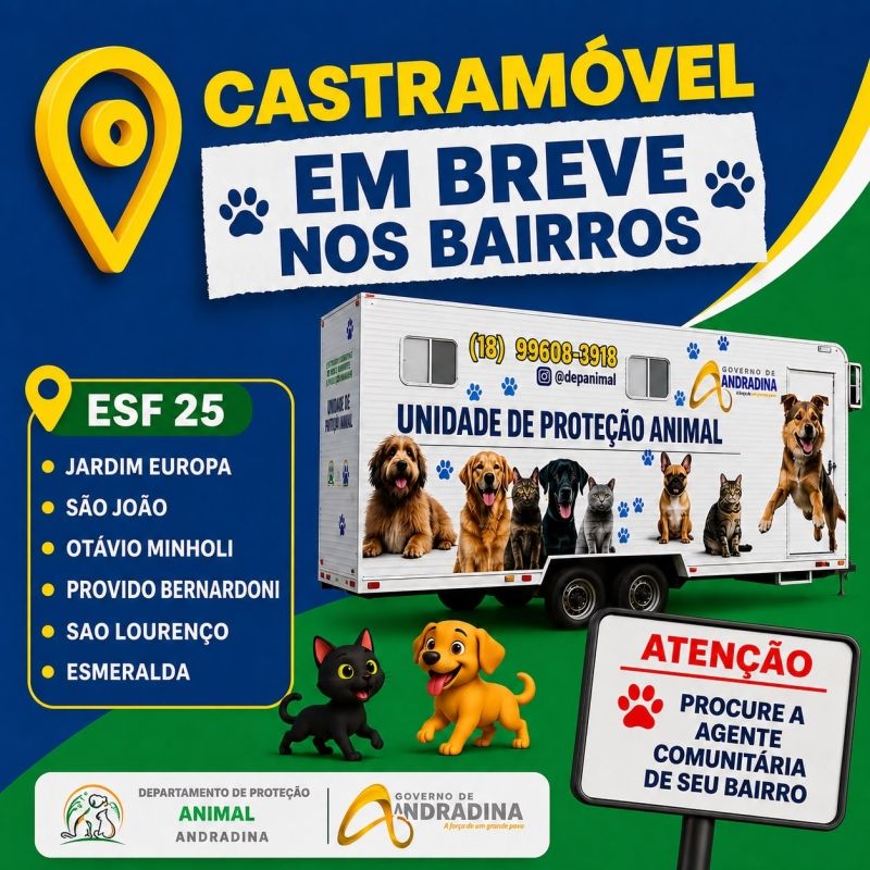 Castramóvel leva serviço de castração a bairros de Andradina e amplia ações de proteção animal