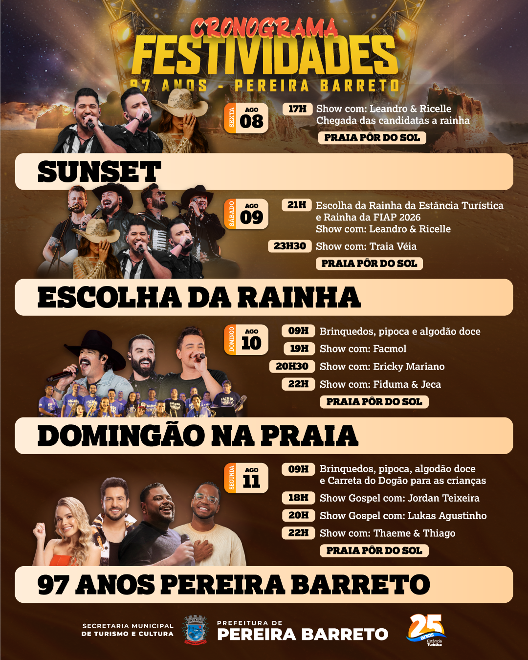 Festividades dos 97 Anos de Pereira Barreto: Programação Completa