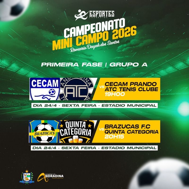 Estádio de Andradina recebe dois jogos do Campeonato Mini Campo 2026 em homenagem a Romário Dayak dos Santos
