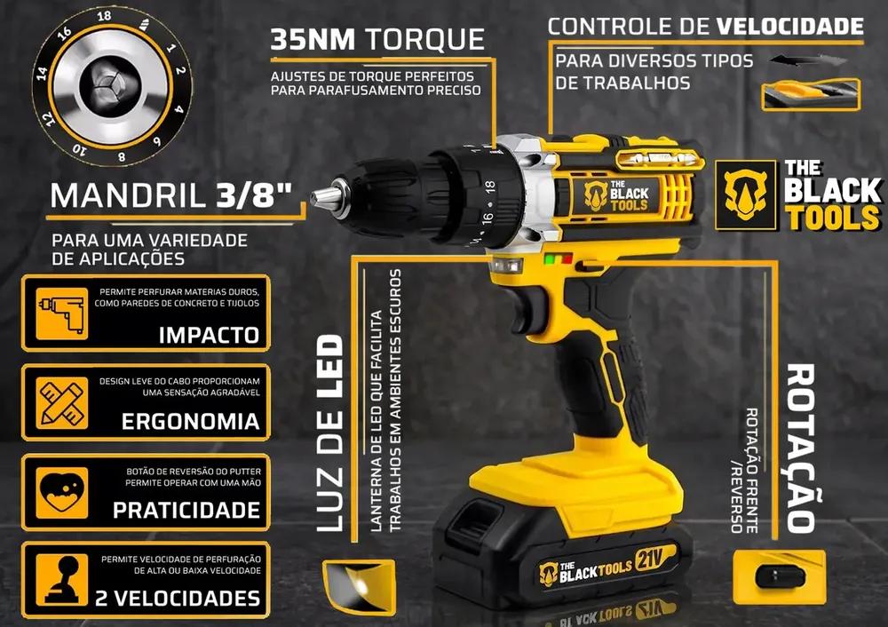 Imagem de Transforme Seus Projetos com a Parafusadeira Furadeira The Black Tools TB-21PX! - Detalhe 3 Transforme Seus Projetos com a Parafusadeira Furadeira The Black Tools TB-21PX! - Detalhe 3
